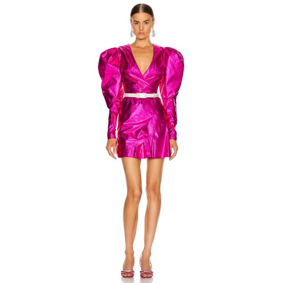 ROTATE Dresses & Skirts - NEW Rotate Puff Sleeve Mini Dress Metallic Pink 6